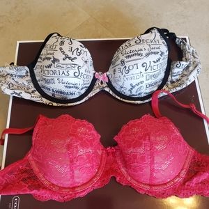 Victoria's secret 32B New Red Bra Lace Demi  Dream Angels lightly lined
